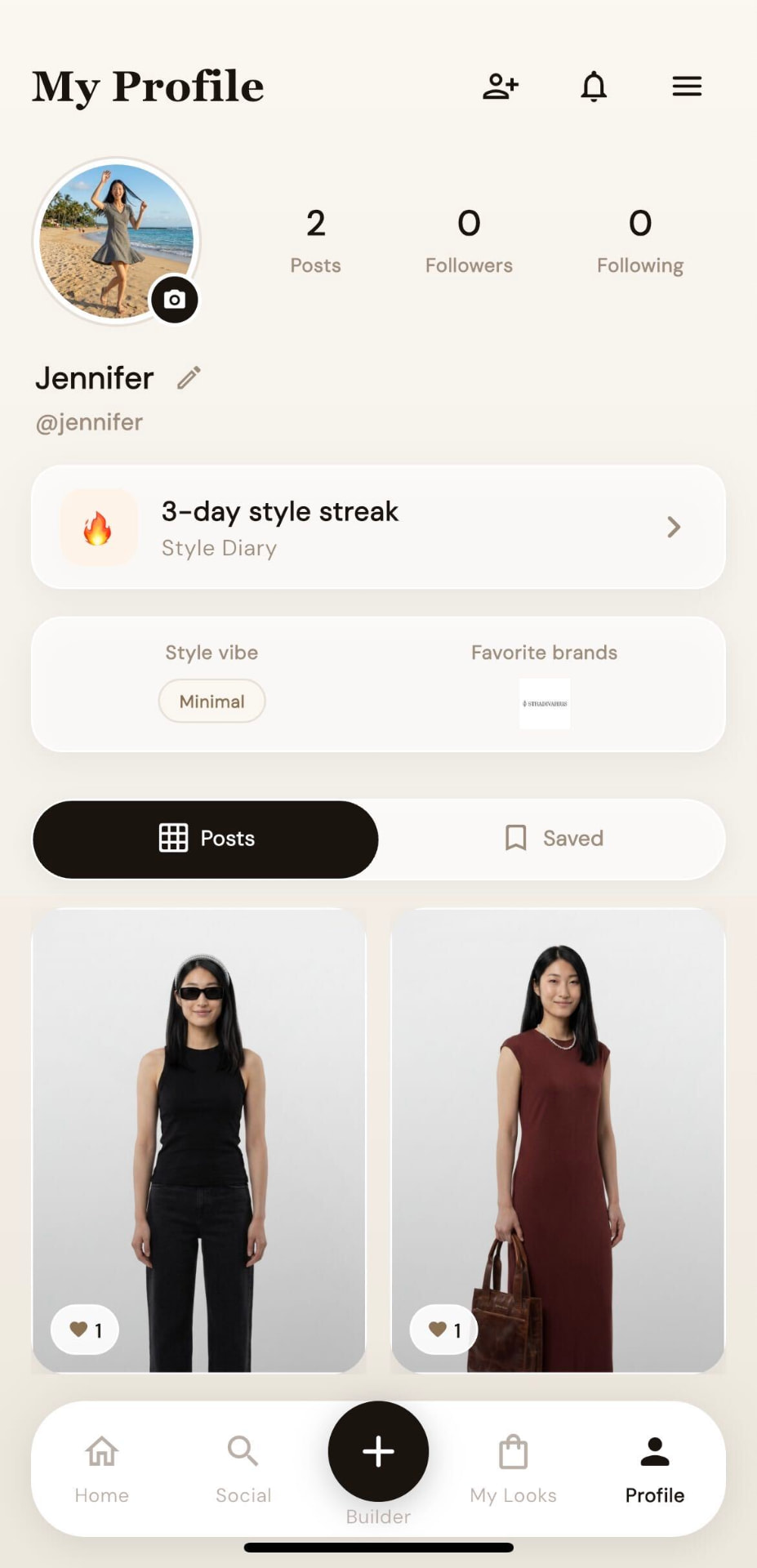 Wardrobed app profile screen