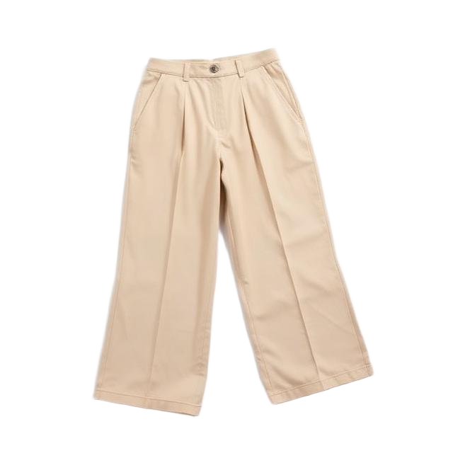 Beige wide-leg trousers photographed for the digital wardrobe